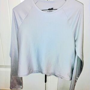 Avia White and Gray Raglan Long Sleeve Crop  Top